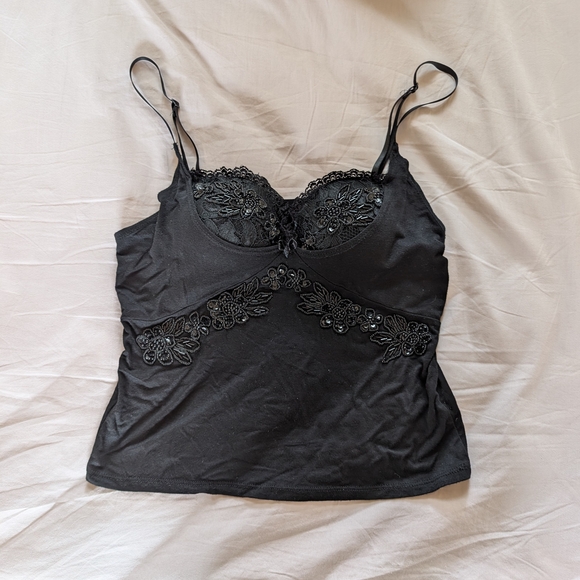 Black Lace Trim Camisole - Picture 1 of 3